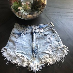 High waisted destroyed jean shorts!